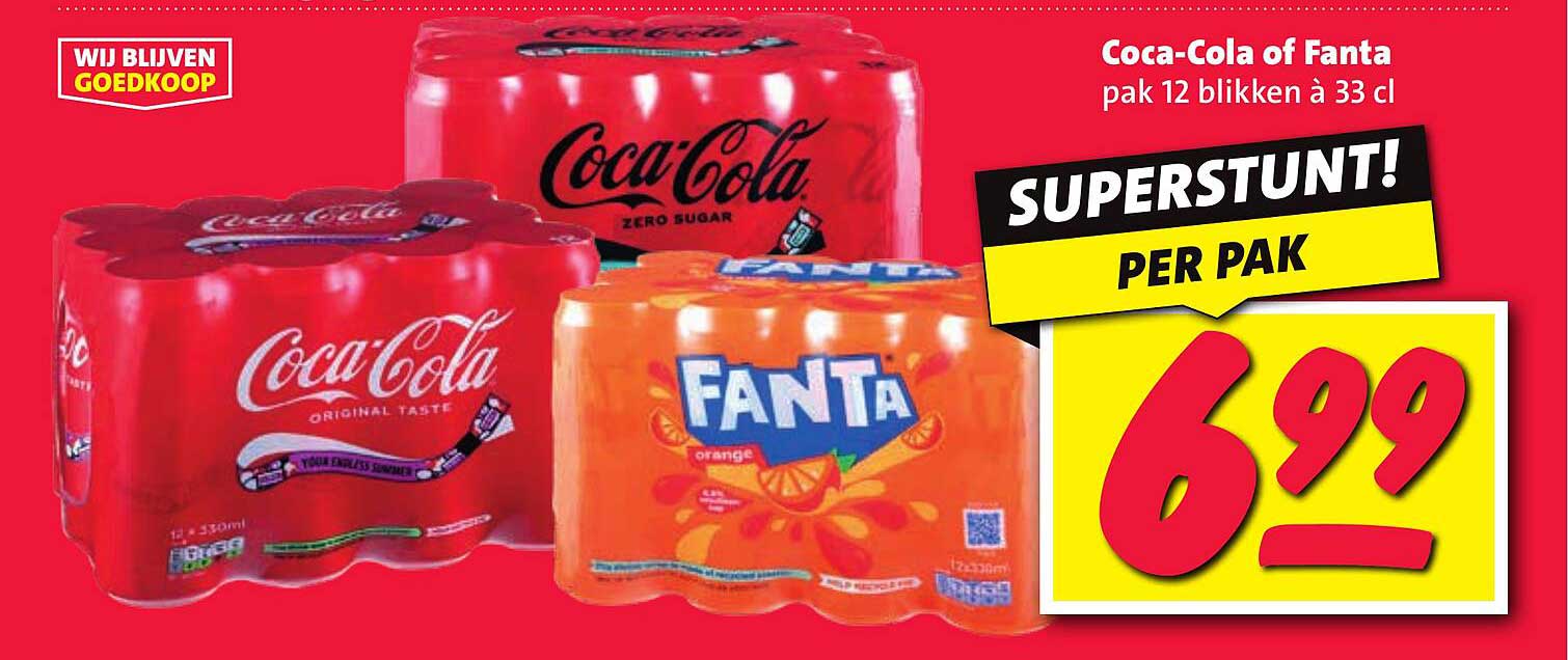 Coca-Cola of Fanta pak 12 blikken à 33 cl