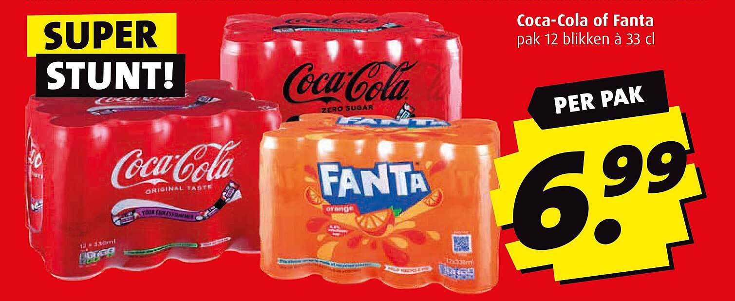 Coca-Cola of Fanta pak 12 blikken à 33 cl