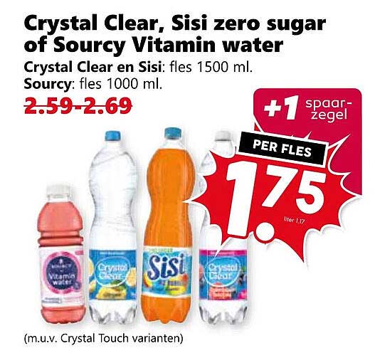Crystal Clear, Sisi zero sugar of Sourcy Vitamin water