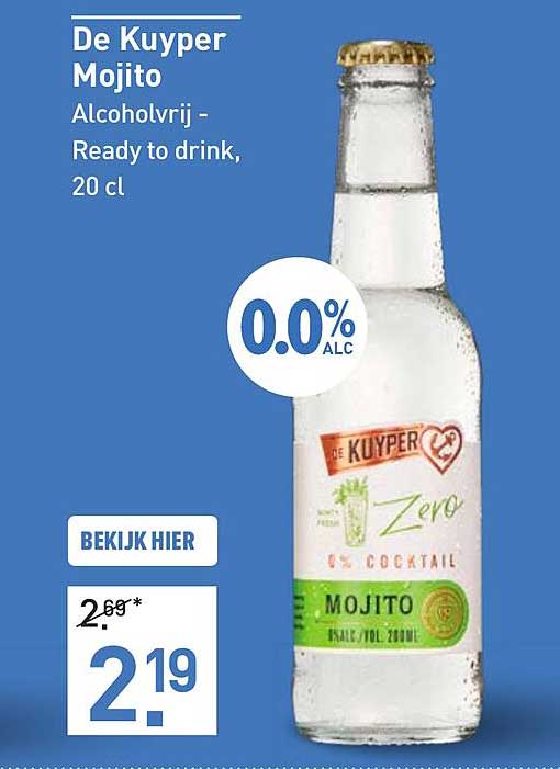 De Kuyper Mojito - Alcoholvrij - Ready to drink, 20 cl