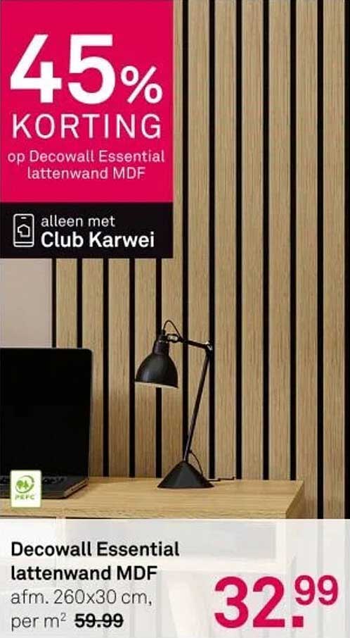 Decowall Essential lattenwand MDF