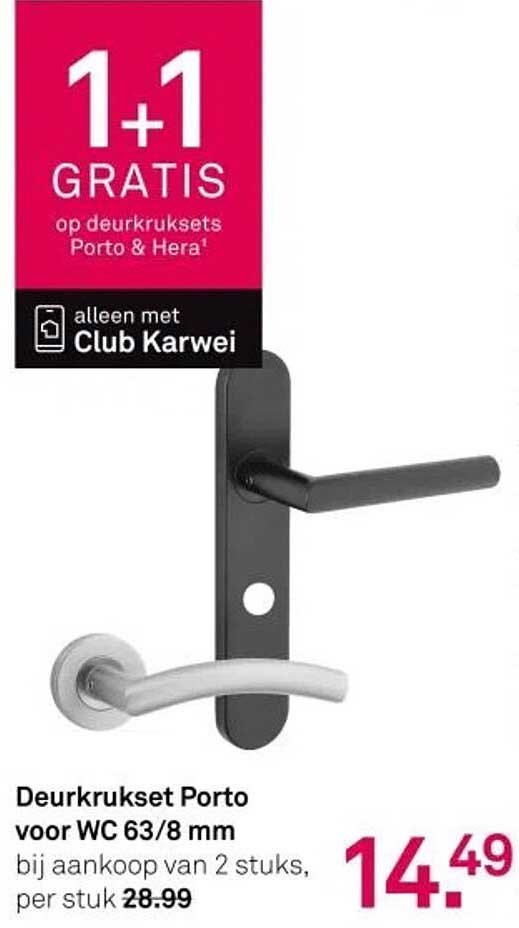 Deurkrukset Porto voor WC 63/8 mm bij aankoop van 2 stuks, per stuk 28.99