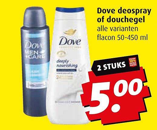 Dove deospray of douchegel alle varianten flacon 50-450 ml