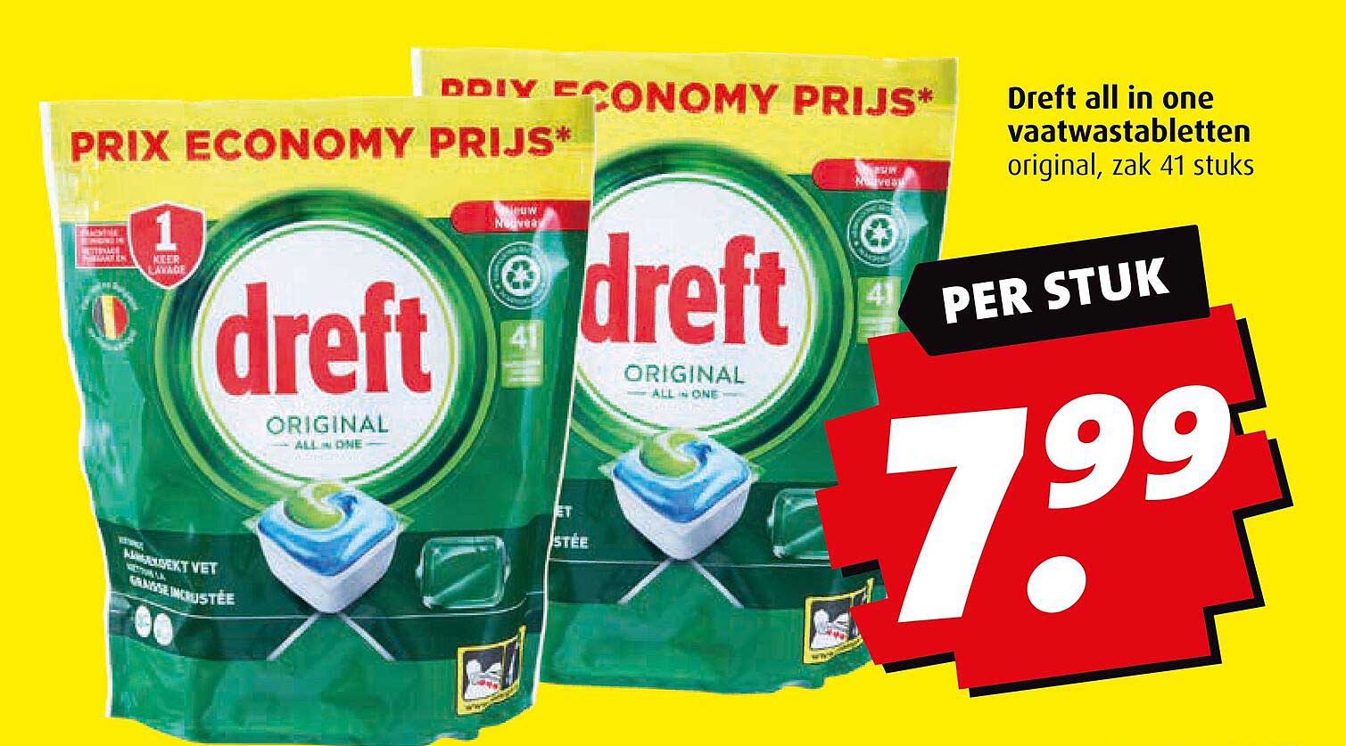 Dreft all in one vaatwastabletten original, zak 41 stuks
