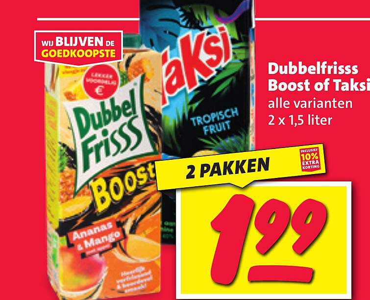 DubbelFrisss Boost of Taksi alle varianten 2 x 1,5 liter