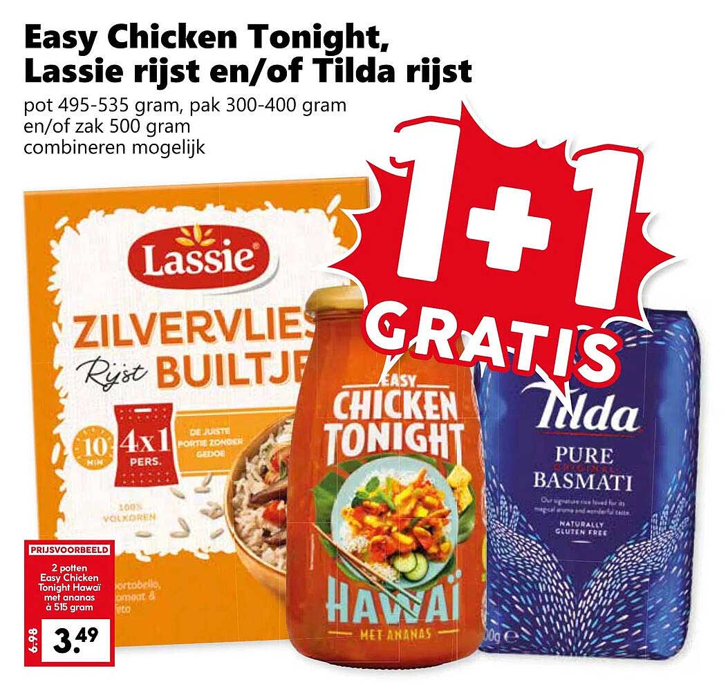 Easy Chicken Tonight, Lassie rijst en/of Tilda rijst