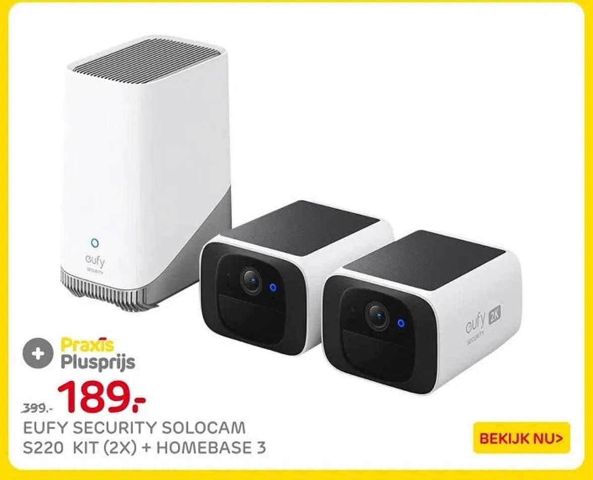 EUFY SECURITY SOLOCAM S220 KIT (2X) + HOMEBASE 3