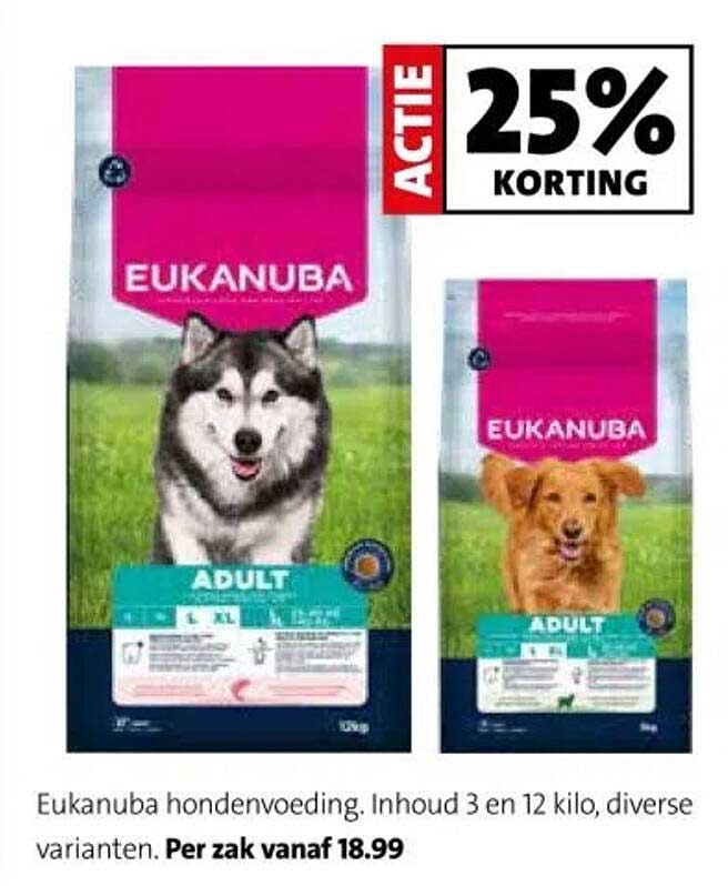 Eukanuba hondenvoeding met 25% korting