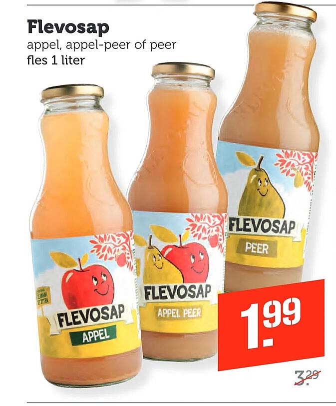 Flevosap appel, appel-peer of peer fles 1 liter