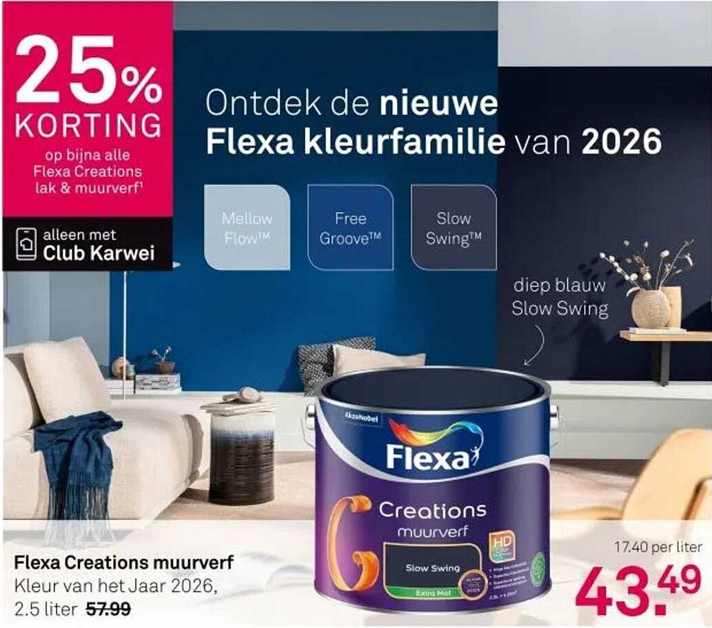 Flexa Creations muurverf Kleur van het Jaar 2026, 2.5 liter