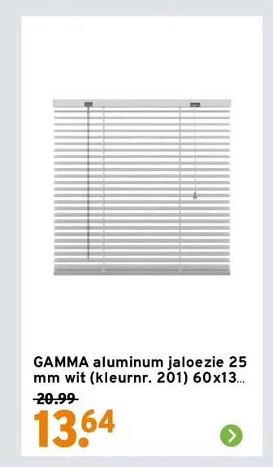 GAMMA aluminum jaloezie 25 mm wit (kleurnr. 201) 60x130 cm