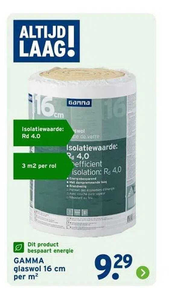 GAMMA glaswol 16 cm per m²