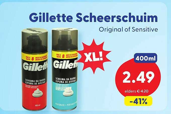 Gillette Scheerschuim Original of Sensitive 400ml