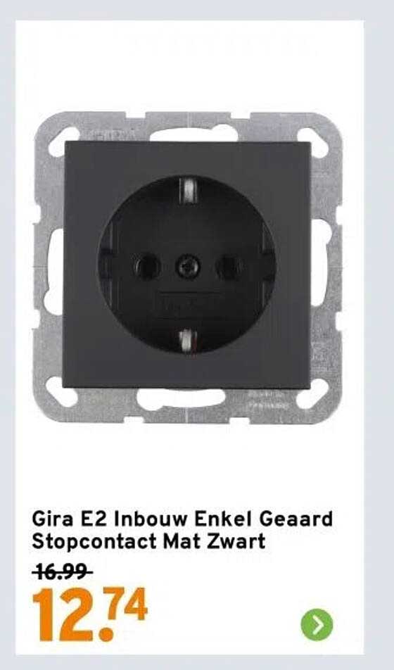 Gira E2 Inbouw Enkel Geaard Stopcontact Mat Zwart
