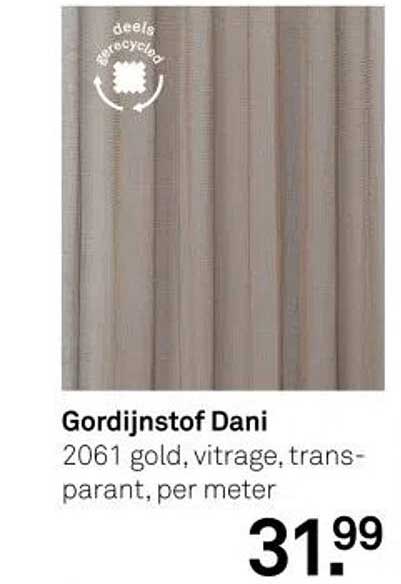 Gordijnstof Dani 2061 gold, vitrage, transparant, per meter