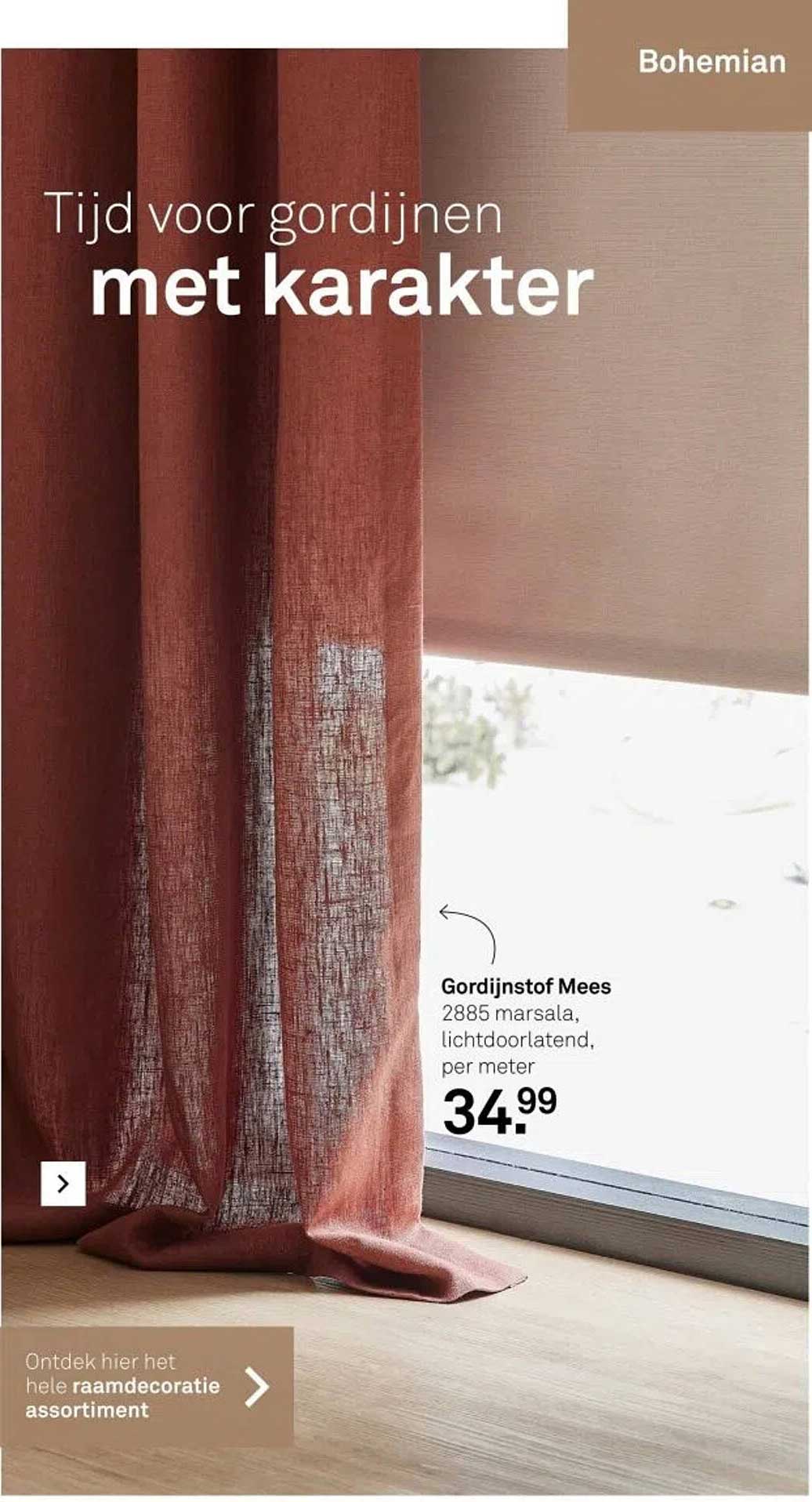 Gordijnstof Mees 2885 marsala, lichtdoorlatend, per meter