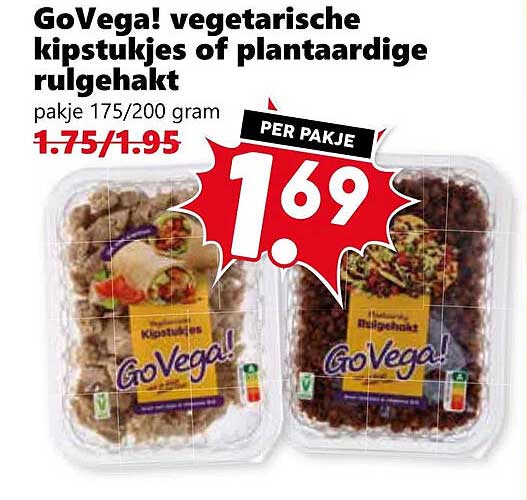 GoVega! vegetarische kipstukjes of plantaardige rulggehakt