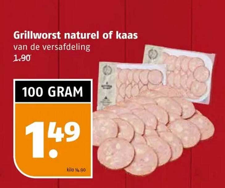 Grillworst naturel of kaas van de versafdeling