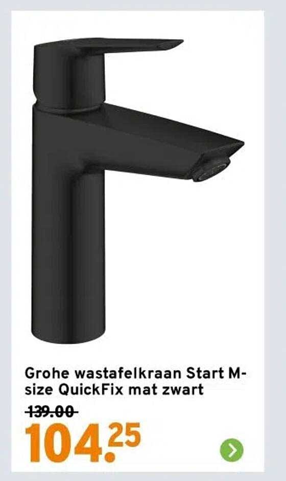 Grohe wastafelkraan Start M-size QuickFix mat zwart