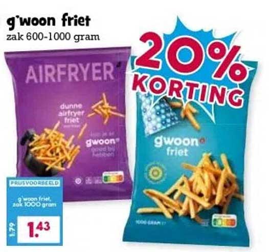 g'woon friet zak 600-1000 gram