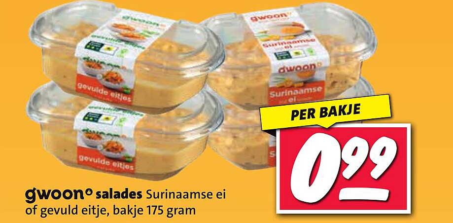 gwoon salades Surinaamse ei of gevuld eitje, bakje 175 gram