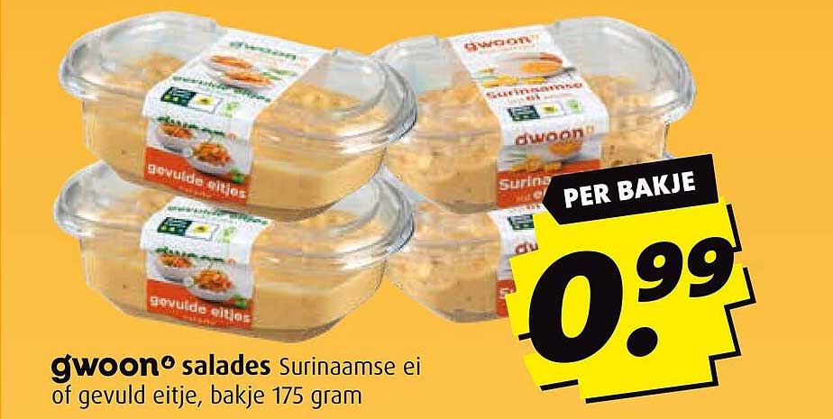 gwoon salades Surinaamse ei of gevuld eitje, bakje 175 gram