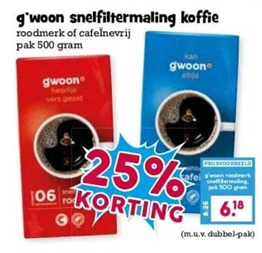 g'woon snelfiltermaling koffie 500 gram
