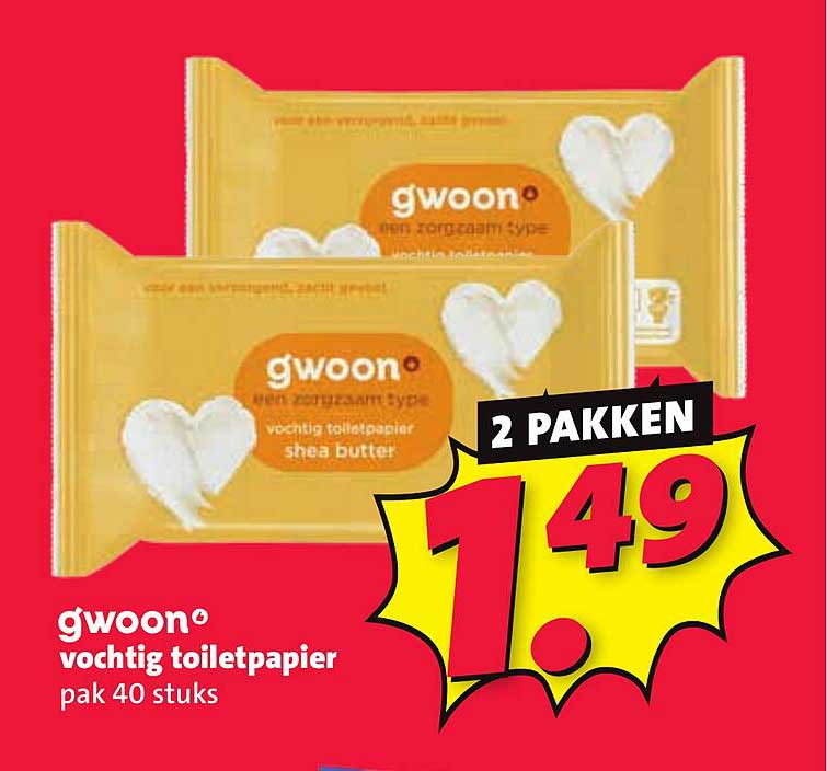 gwoon® vochtig toiletpapier pak 40 stuks