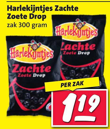 Harlekijntjes Zachte Zoete Drop zak 300 gram
