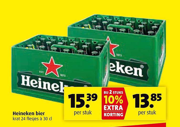 Heineken bier krat 24 flesjes à 30 cl