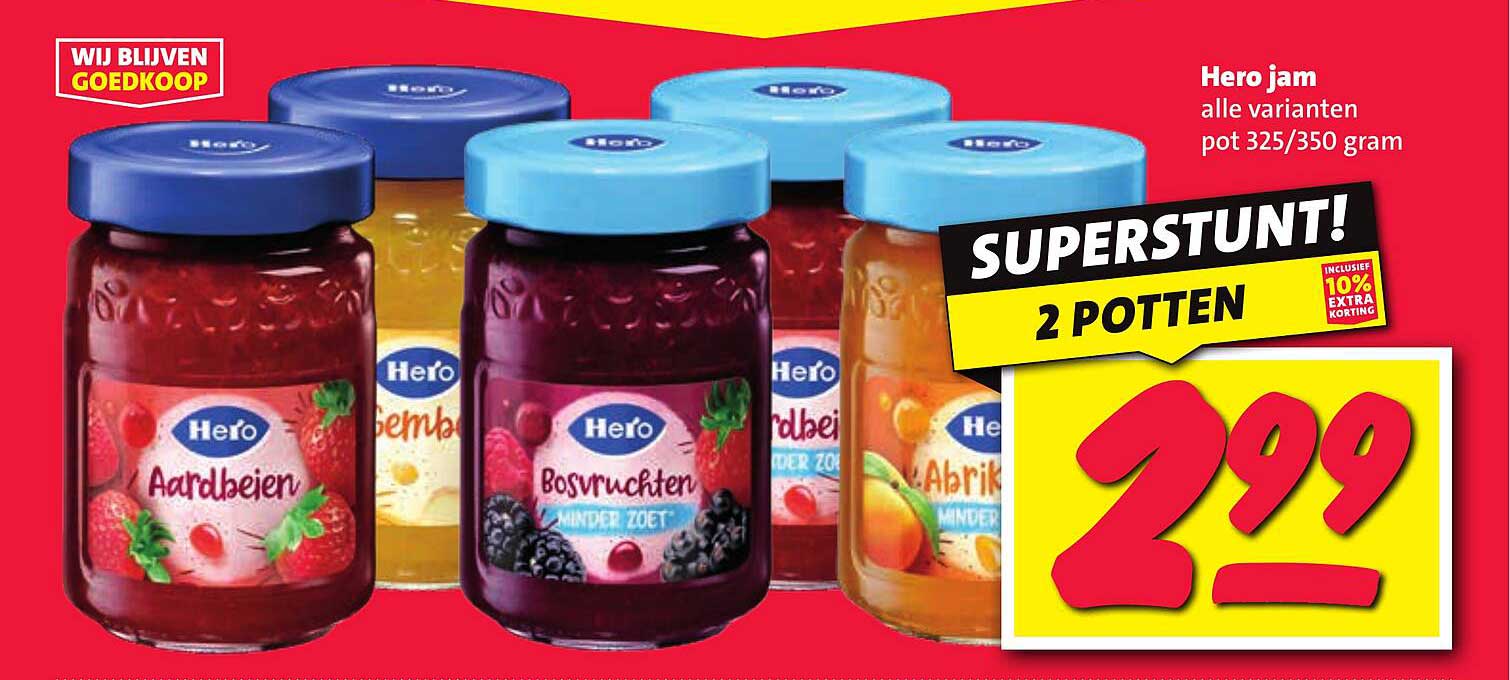 Hero jam alle varianten pot 325/350 gram