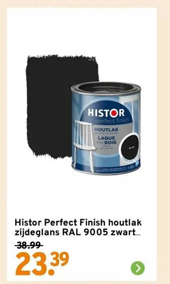 Histor Perfect Finish houtlak zijdeglans RAL 9005 zwart...