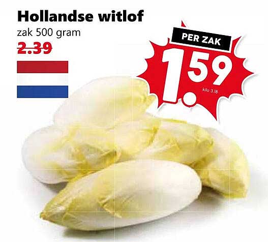 Hollandse witlof zak 500 gram