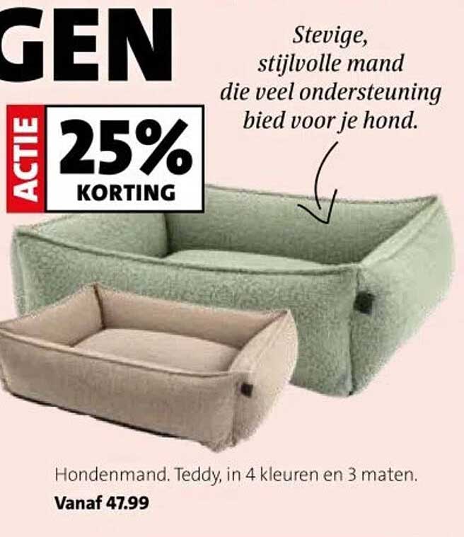 Hondenmand. Teddy, in 4 kleuren en 3 maten.