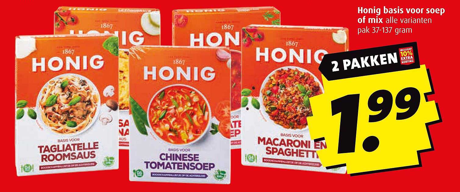 Honig basis voor soep of mix alle varianten pak 37-137 gram