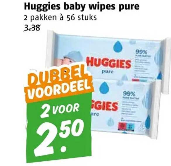 Huggies baby wipes pure 2 pakketten à 56 stuks