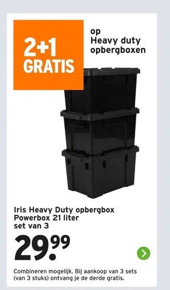 Iris Heavy Duty opbergbox Powerbox 21 liter set van 3