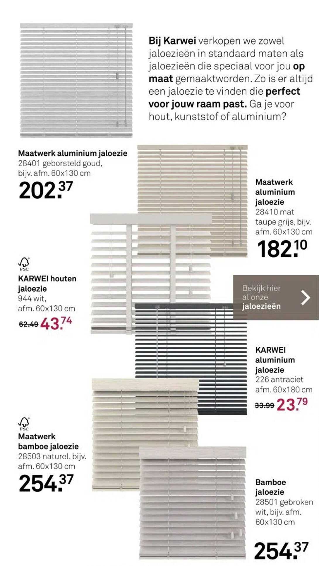 KARWEI houten jaloezie 944 wit, afm. 60x130 cm