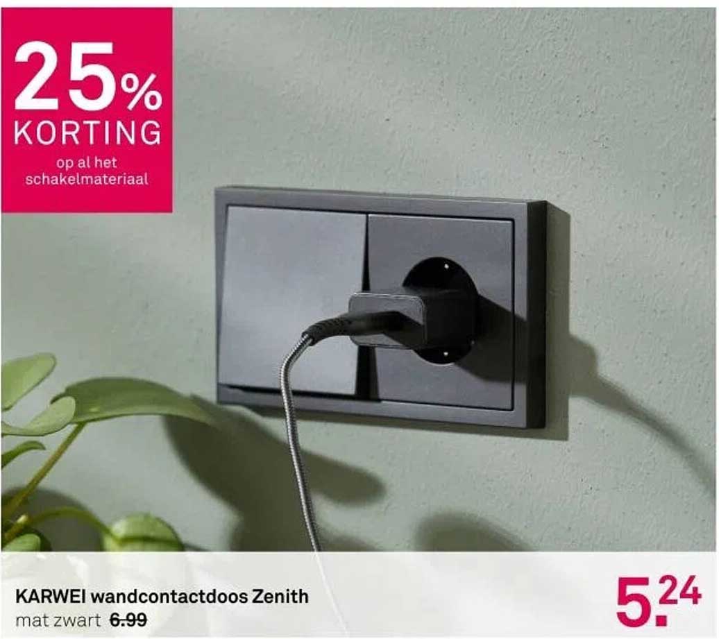 KARWEI wandcontactdoos Zenith mat zwart