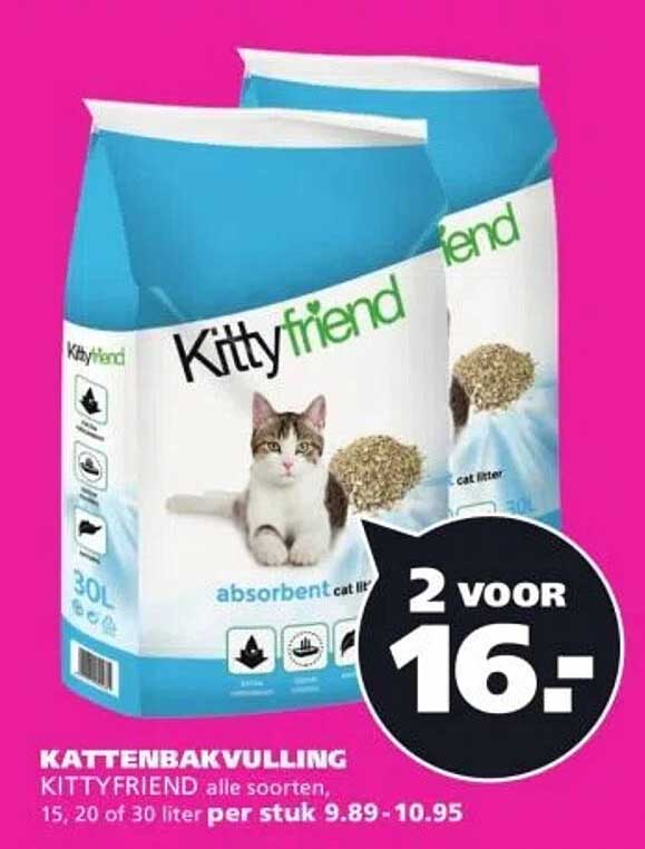 KATTENBAKVULLING KITTYFRIEND alle soorten, 15, 20 of 30 liter per stuk 9.89 -10.95