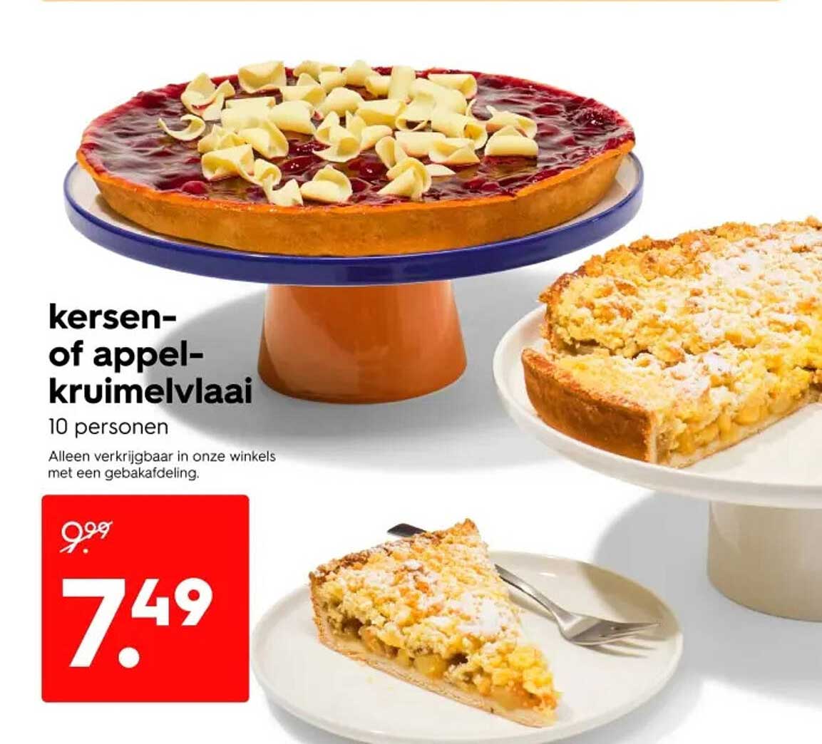 Kersen- of appel-kruimelvlaai 10 personen