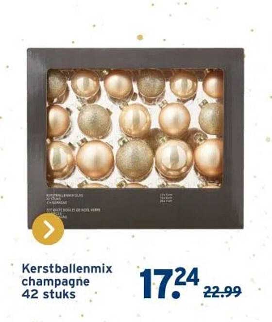 Kerstballenmix champagne 42 stuks