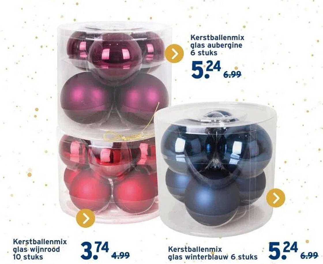 Kerstballenmix glas aubergine 6 stuks