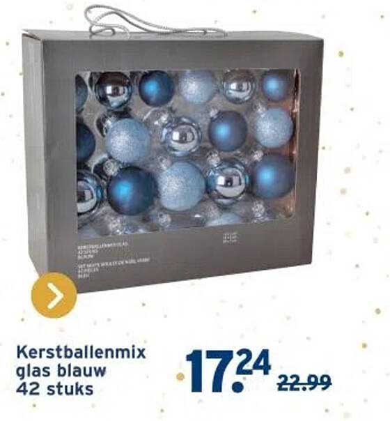 Kerstballenmix glas blauw 42 stuks