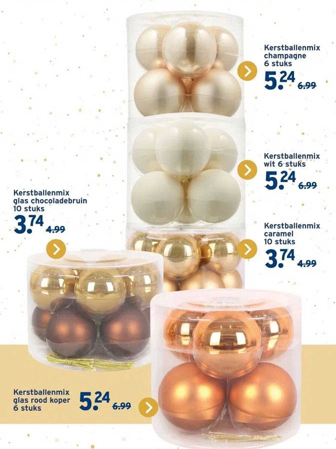 Kerstballenmix glas chocoladebruin 10 stuks