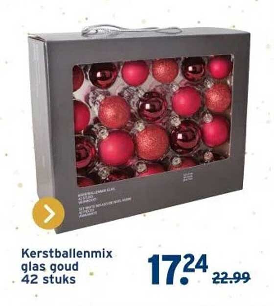 Kerstballenmix glas goud 42 stuks