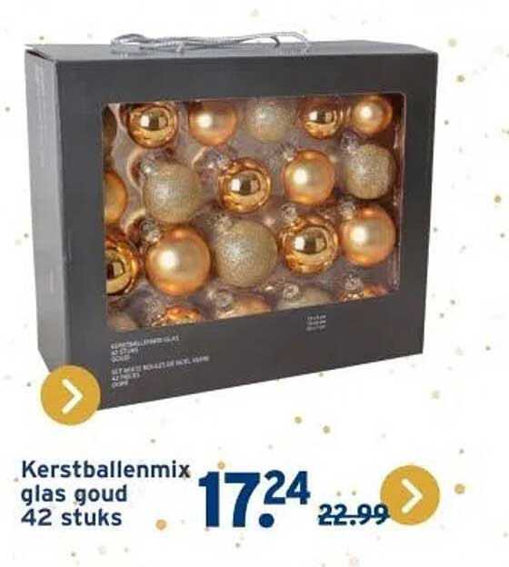 Kerstballenmix glas goud 42 stuks