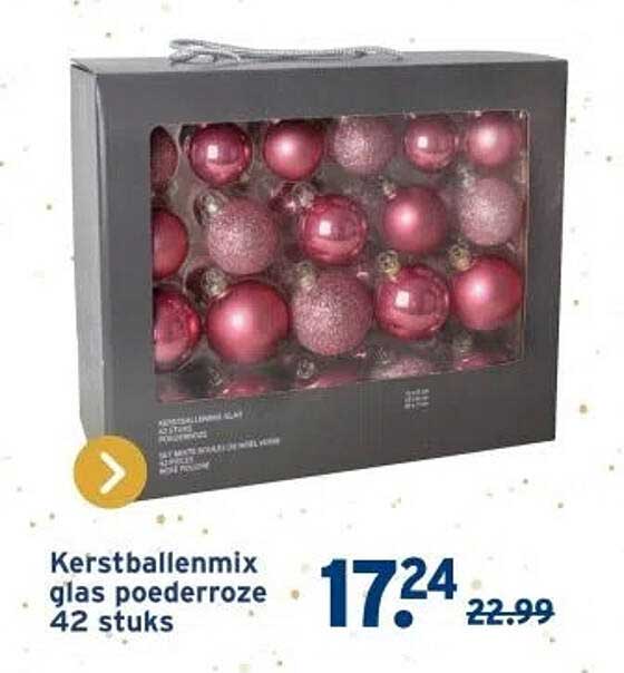 Kerstballenmix glas poederroze 42 stuks