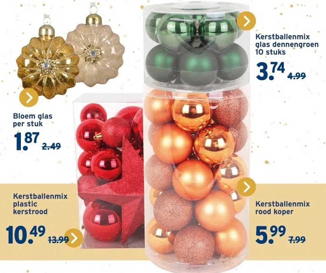 Kerstballenmix rood koper