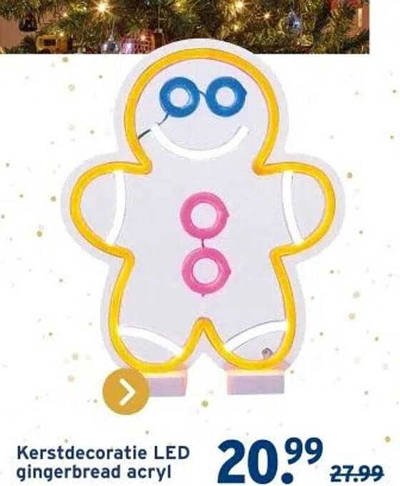 Kerstdecoratie LED gingerbread acryl